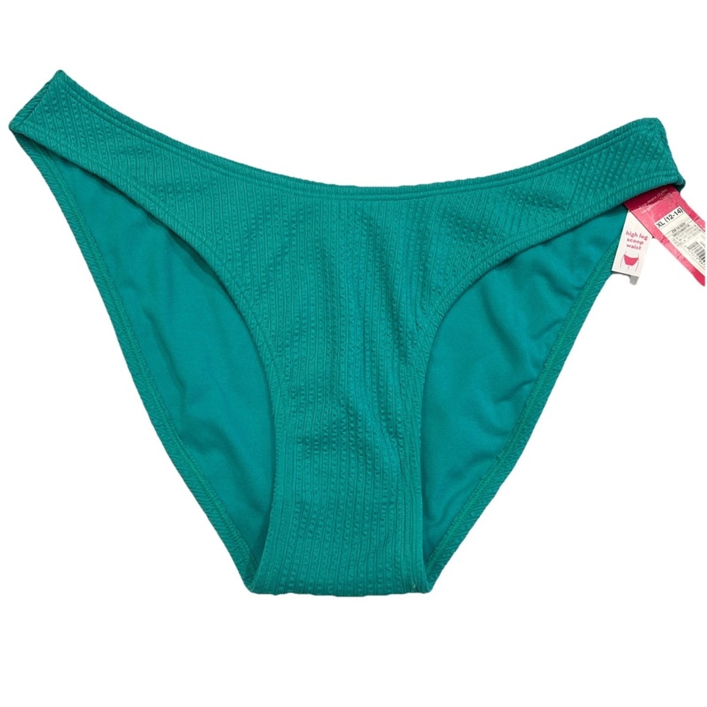 Bikini High Leg Scoop Waist Swimsuit Bathing Suit Bottom Green Size XL NWT
